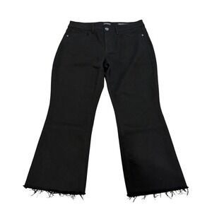 J.Jill Kick-Flare Ankle Jeans Black Raw Hem Stretch Denim 10P WPT148822